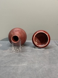 A collection of six Chinese copper-red-glazed and flamb&eacute;-glazed wares, 19/20th C.