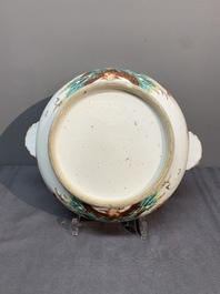 A Chinese famille rose 'heron and lotus' tureen and cover, Qianlong