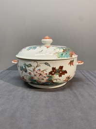 A Chinese famille rose 'heron and lotus' tureen and cover, Qianlong