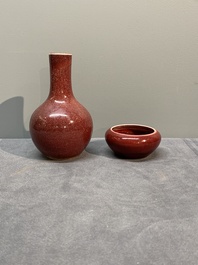 A collection of six Chinese copper-red-glazed and flamb&eacute;-glazed wares, 19/20th C.