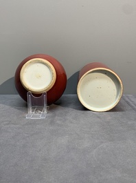 A collection of six Chinese copper-red-glazed and flamb&eacute;-glazed wares, 19/20th C.