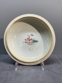 A Chinese famille rose 'heron and lotus' tureen and cover, Qianlong