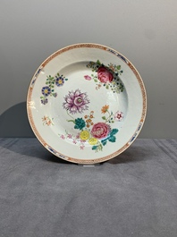 A collection of seven Chinese famille rose plates and dishes with floral design, Qianlong