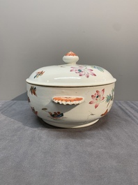 A Chinese famille rose 'heron and lotus' tureen and cover, Qianlong