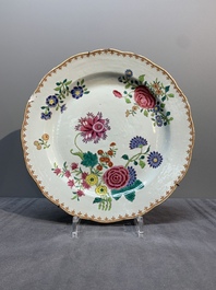 A collection of seven Chinese famille rose plates and dishes with floral design, Qianlong