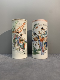 A collection of six Chinese famille rose hat stands, 19/20th C.