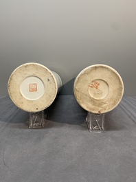 A collection of six Chinese famille rose hat stands, 19/20th C.