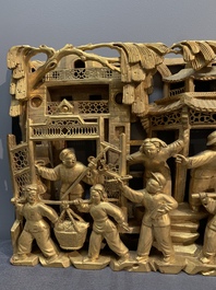 Two fine Chinese Cultural Revolution gilt wooden carvings, 1966-1976