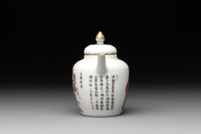A Chinese famille rose 'Wu Shuang Pu' teapot, 19th C.