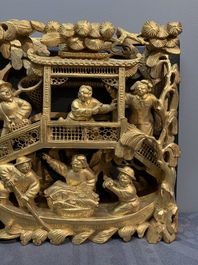 Two fine Chinese Cultural Revolution gilt wooden carvings, 1966-1976