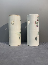 A collection of six Chinese famille rose hat stands, 19/20th C.