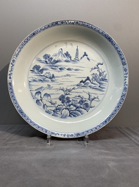 A Chinese blue and white 'fine landscape' dish, Yongzheng