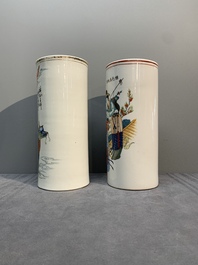 A collection of six Chinese famille rose hat stands, 19/20th C.