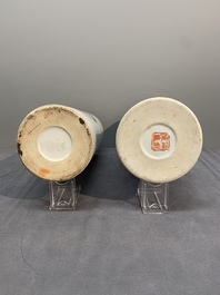 A collection of six Chinese famille rose hat stands, 19/20th C.