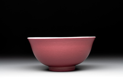 A Chinese puce-enamelled bowl, Guangxu mark and of the period