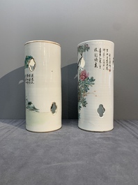 A collection of six Chinese famille rose hat stands, 19/20th C.