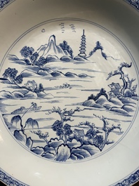 A Chinese blue and white 'fine landscape' dish, Yongzheng