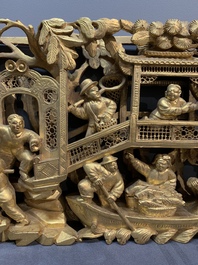 Two fine Chinese Cultural Revolution gilt wooden carvings, 1966-1976