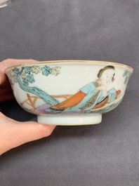 A varied collection of seven Chinese famille rose, verte and monochrome wares, 19th C.