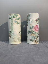 A collection of six Chinese famille rose hat stands, 19/20th C.