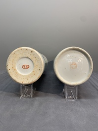 A collection of six Chinese famille rose hat stands, 19/20th C.