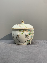A varied collection of seven Chinese famille rose, verte and monochrome wares, 19th C.