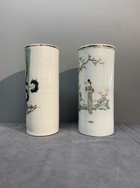 A collection of six Chinese famille rose hat stands, 19/20th C.