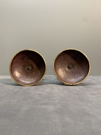A pair of Chinese cloisonn&eacute; 'ganglu ping' or holy water vases, 18/19th C.