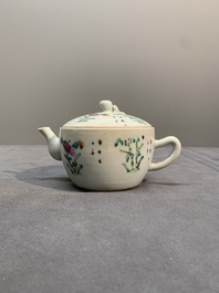 A varied collection of seven Chinese famille rose, verte and monochrome wares, 19th C.