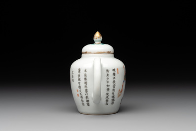 A Chinese famille rose 'Wu Shuang Pu' teapot, 19th C.