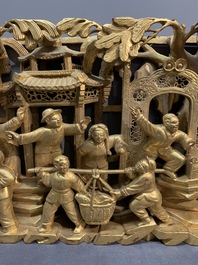 Two fine Chinese Cultural Revolution gilt wooden carvings, 1966-1976