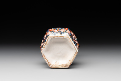 A polychrome Dutch Delft petit feu vase, 18th C.
