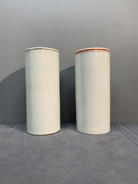A collection of six Chinese famille rose hat stands, 19/20th C.