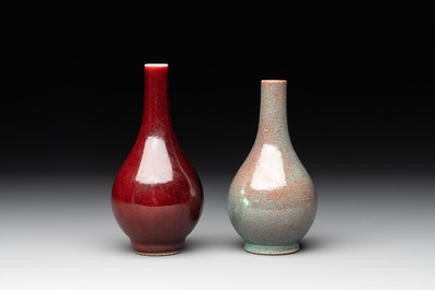 A Chinese flamb&eacute;-glazed vase and a robin's egg-glazed vase, 19th C.