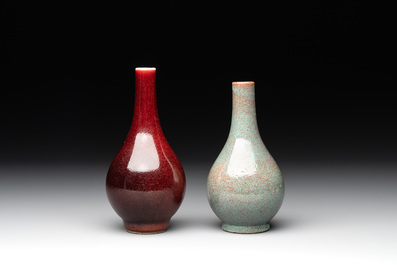 A Chinese flamb&eacute;-glazed vase and a robin's egg-glazed vase, 19th C.