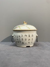 A varied collection of seven Chinese famille rose, verte and monochrome wares, 19th C.