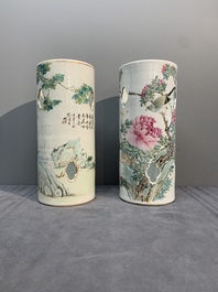 A collection of six Chinese famille rose hat stands, 19/20th C.