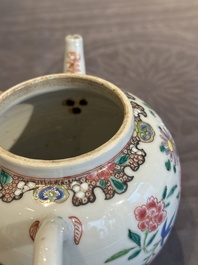 Two Chinese famille rose teapots with floral design, Yongzheng/Qianlong