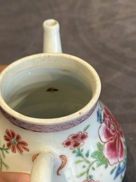 Two Chinese famille rose teapots with floral design, Yongzheng/Qianlong