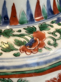 Two Chinese wucai vases, one mounted as a lamp, Transitional period