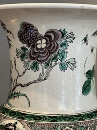 A large Chinese verte biscuit vase with narrative design, Kangxi mark, 19th C.