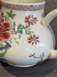 Two Chinese famille rose teapots with floral design, Yongzheng/Qianlong