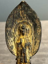 A Chinese gilt bronze standing Buddha in Northern Wei-style, 19th C.