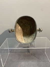 Two archaic bronze ritual wine vessels, 'dui 敦', Warring States Period