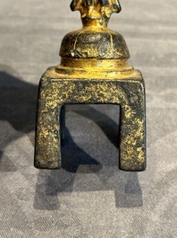 A Chinese gilt bronze standing Buddha in Northern Wei-style, 19th C.
