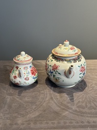 Two Chinese famille rose teapots with floral design, Yongzheng/Qianlong