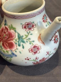 Two Chinese famille rose teapots with floral design, Yongzheng/Qianlong