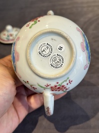 Two Chinese famille rose teapots with floral design, Yongzheng/Qianlong