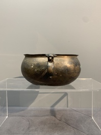 Two archaic bronze ritual wine vessels, 'dui 敦', Warring States Period