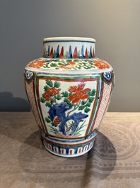 Two Chinese wucai vases, one mounted as a lamp, Transitional period